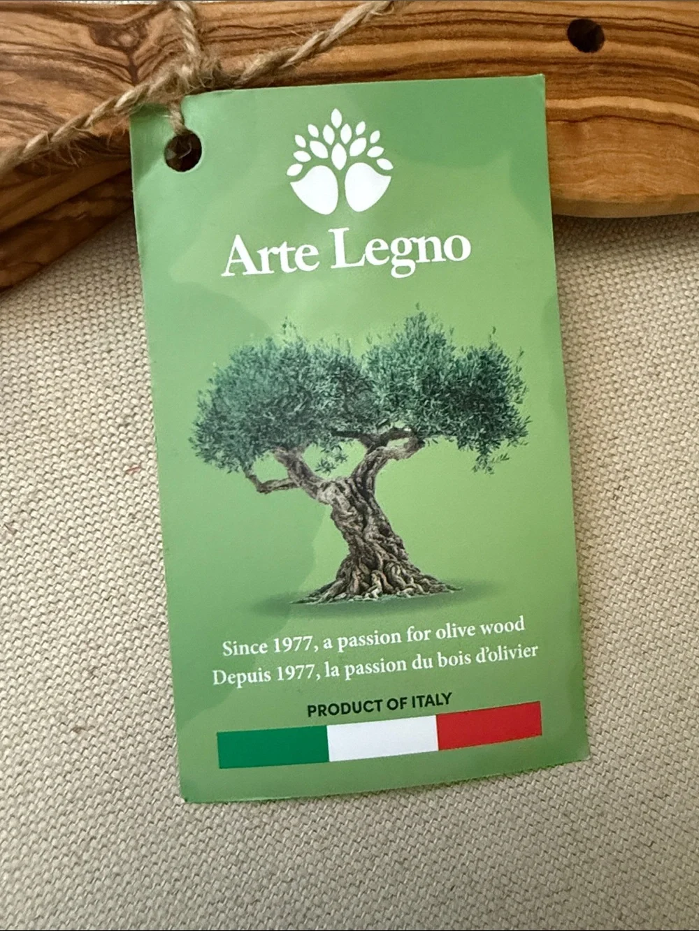 NWT Set-of-3 7” Olive Wood Utensils by Arte Legno, Italy, each piece unique